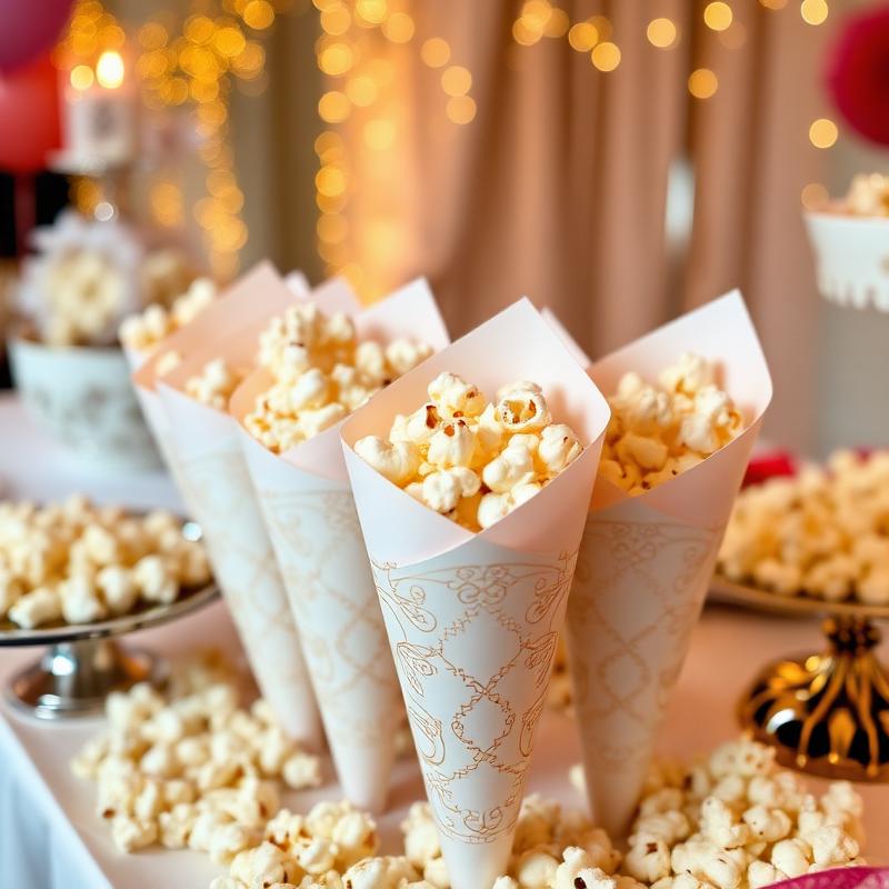 Gourmet popcorn in elegant cones
